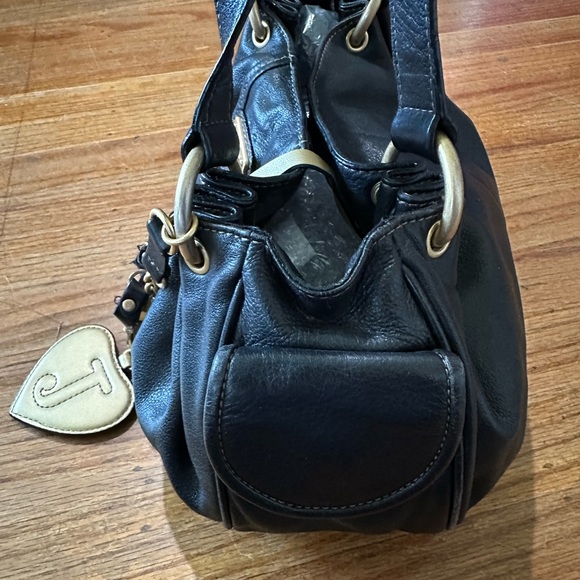 Vintage 2000s Black Leather Juicy Coutour Born in the Glamorous USA - Picture 3 of 16